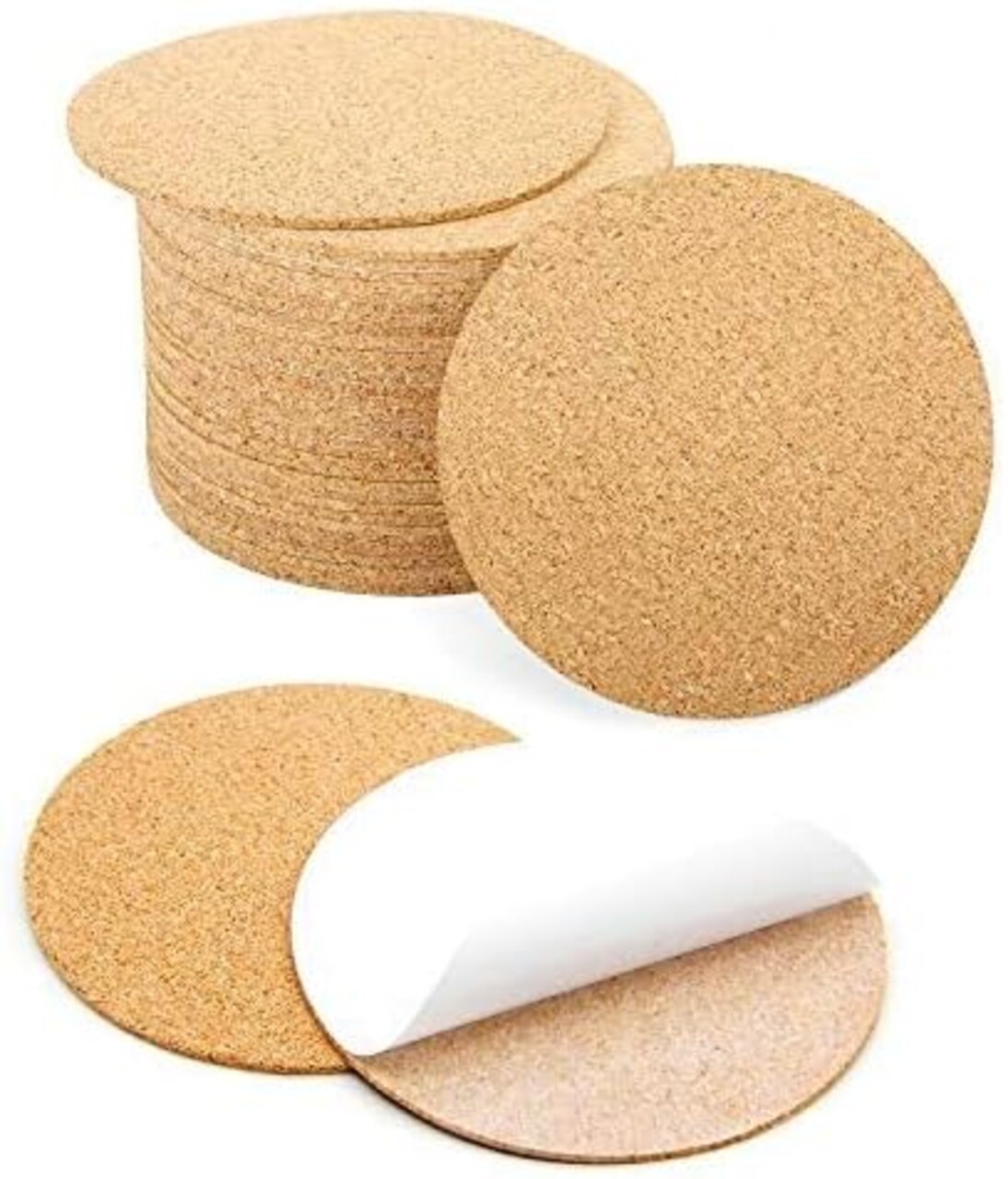 36 Pcs Self-Adhesive Cork Round for DIY Coasters, 4"x 4" Cork Circle, Cork Tiles, Cork Mat, Cork Sheets with Strong Adhesive-Backed